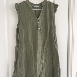 Sage Green Button Front Tunic Dress
